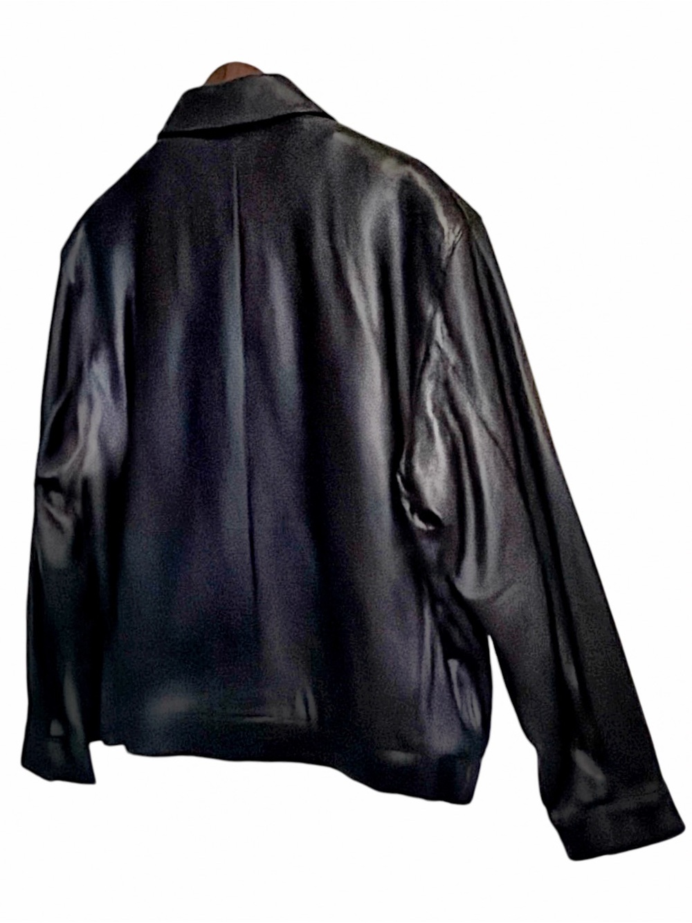 Marc New York Black Leather Bomber Jacket | Quilted Blue Lining | Large | NWT - Picture 5 of 16